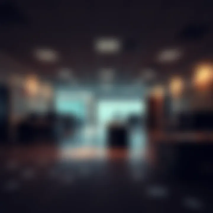 An empty office space with dim lighting and scattered papers, indicating the departure of employees from Banksocial.