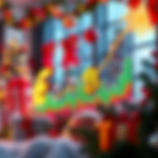 Graph showing growth in $BAT cryptocurrency value during holiday season with festive decorations in the background