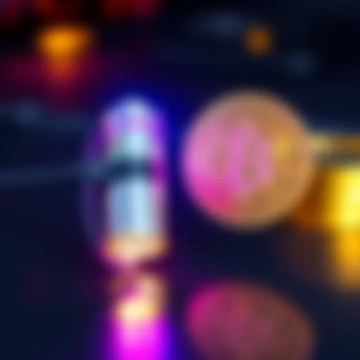 A battery charging next to a Bitcoin symbol, representing the shift in currency from digital coins to energy storage technology.