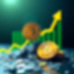 BCH symbol rising above BTC symbol with a green upward graph in the background