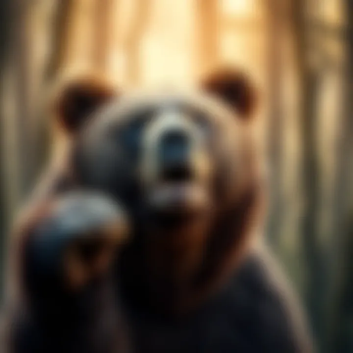 A bear expressing a need for immediate pain relief in a forest setting