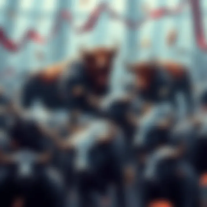 A dramatic illustration showing bearish trends overwhelming bullish symbols in a financial market setting, representing investor sentiment in 2026.