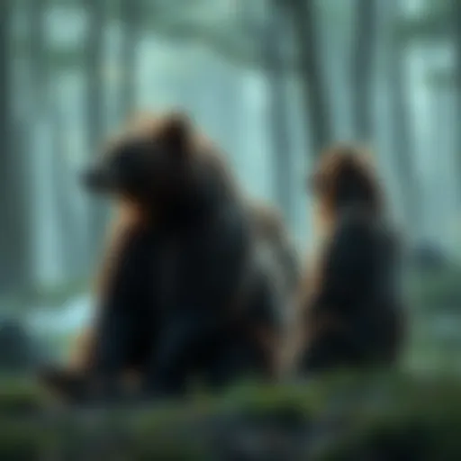 A group of bears sitting quietly in a forest, symbolizing market silence after a financial loss