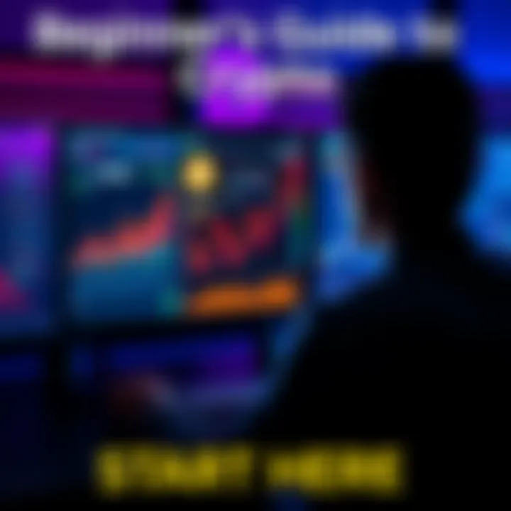 A person looking at a computer screen displaying cryptocurrency platforms and graphs, representing the start of a crypto journey