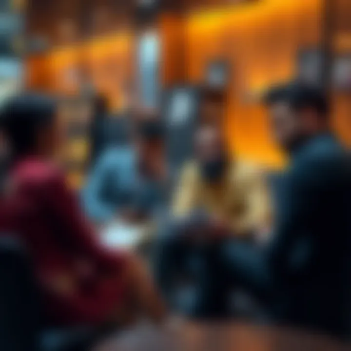 Beginners Learning Crypto A group of individuals sitting together, discussing cryptocurrency investment strategies and sharing knowledge with one another.