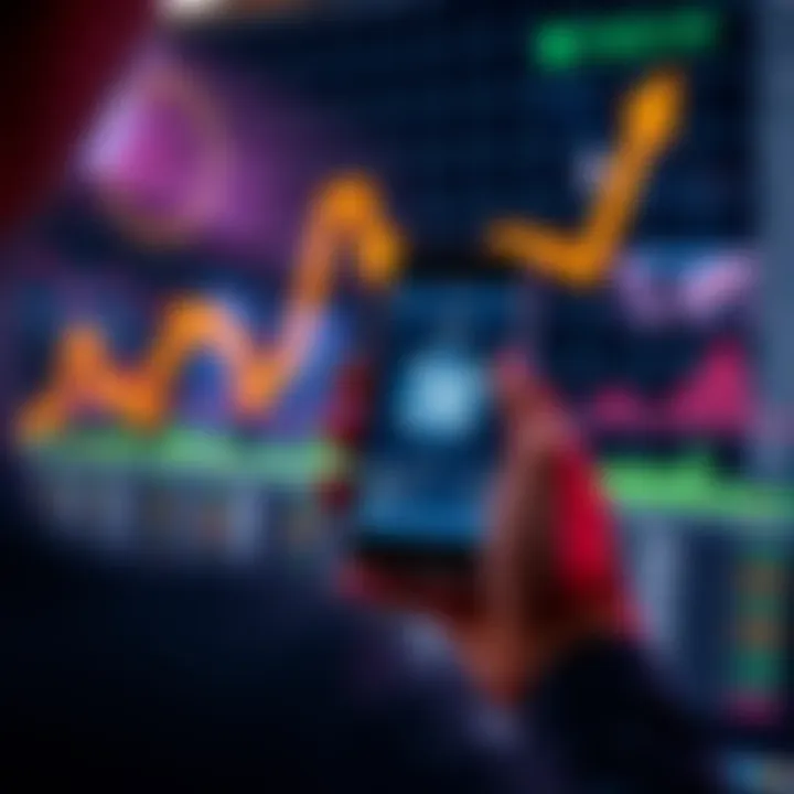 Best EU Platforms for XRP Purchases A person using a smartphone to buy XRP on an exchange platform with a graph showing low fees in the background.