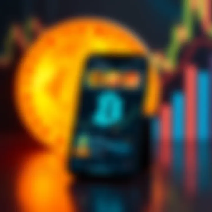 Best Apps for Buying Bitcoin A smartphone displaying Bitcoin trading apps on screen with a Bitcoin symbol in the background