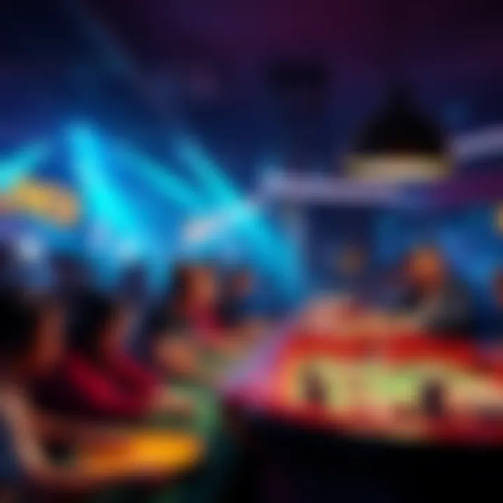 A vibrant scene of people gathered around a betting table, eagerly placing bets with excitement in the air.