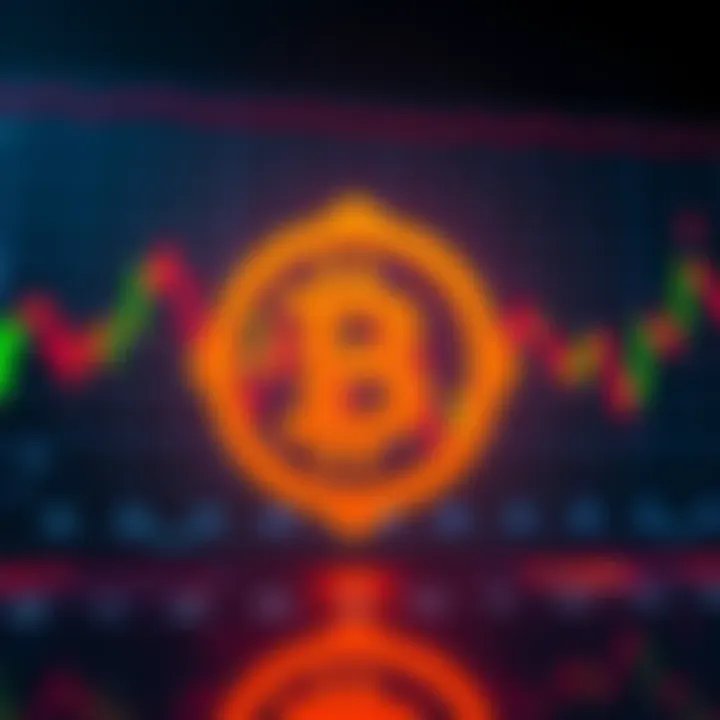 A digital representation of the Binance logo with a backdrop of declining crypto market charts, symbolizing the current turmoil and uncertainty surrounding the exchange's financial stability.