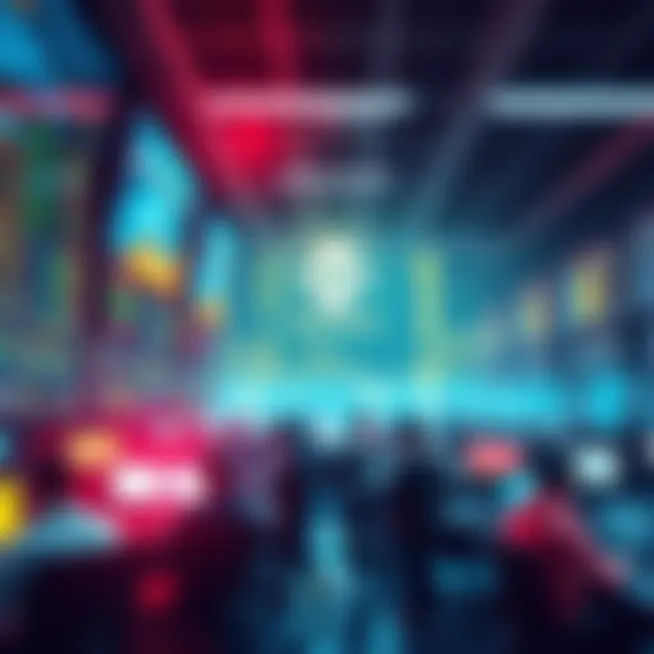 A busy cryptocurrency trading floor with traders and digital screens showing Binance's performance in 2026