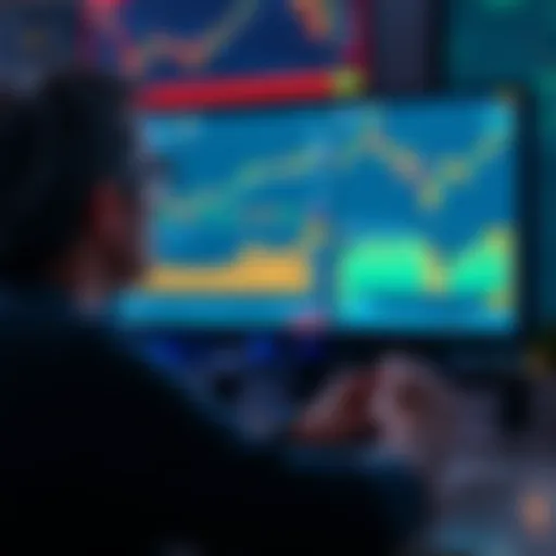 A person looking at a computer screen showing Binance trading charts and graphs, reflecting mixed emotions about trading on the platform.