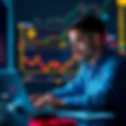 Beginner learning to trade on Binance with a laptop and charts