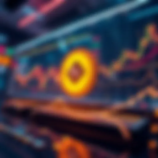 A visual representation showing Binance trailing orders in action, with charts and graphs illustrating trading strategies and market movements.