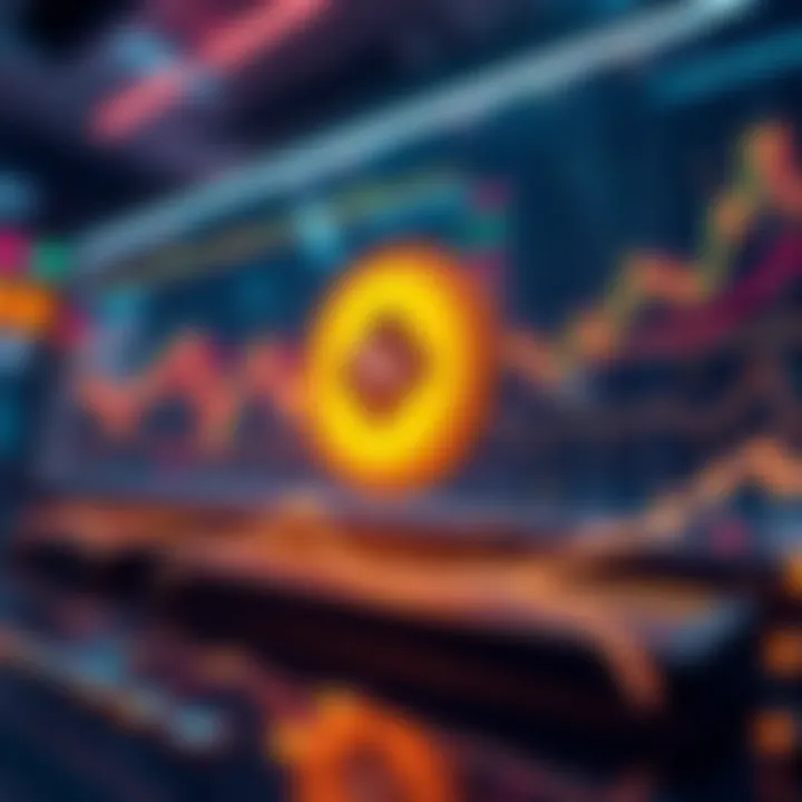 A visual representation showing Binance trailing orders in action, with charts and graphs illustrating trading strategies and market movements.