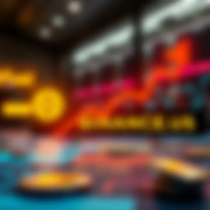 A graphic showing Binance.us logo and Tfuel cryptocurrency symbol with a rising fee arrow