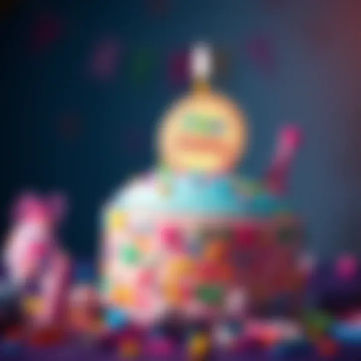 A colorful cake with a birthday badge on top, symbolizing celebration.