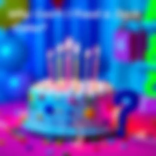 A colorful birthday cake with candles, set up for a celebration, with a question mark nearby to represent confusion about the situation.