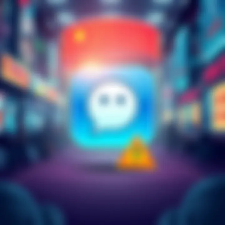 An illustration showing the Bitchat app logo with a warning sign, symbolizing its removal from the App Store in China.