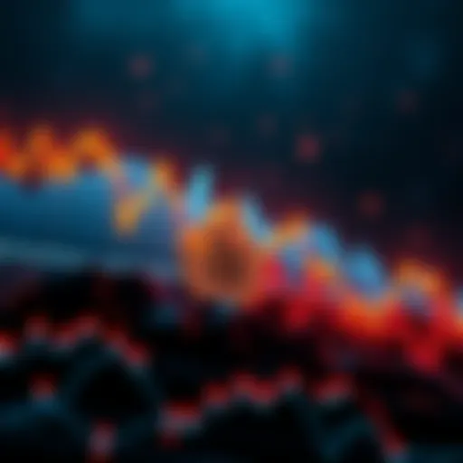 A graph showing Bitcoin's price rising sharply while altcoins experience a steep decline, indicating market trends.