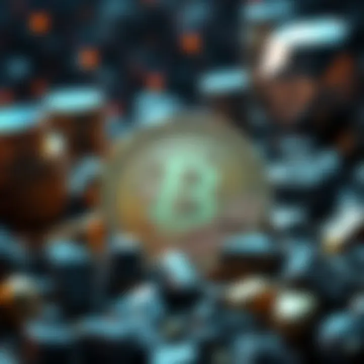 Bitcoin symbol with rare earth metals and space industry icons nearby, showing competition for investor attention.