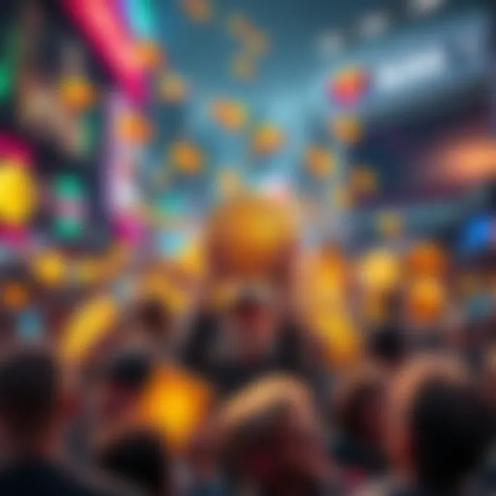 Bitcoin Buying Frenzy A visual representation of a Bitcoin surge with people eagerly investing, showing excitement and rush in the market.