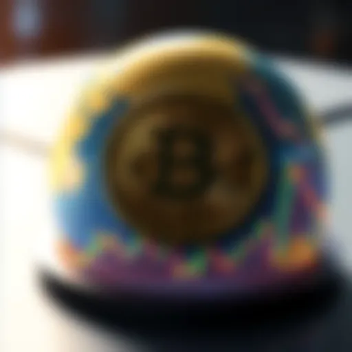 A Bitcoin symbol overlaying a digital chart and a globe, symbolizing Bitcoin's global impact and growth.