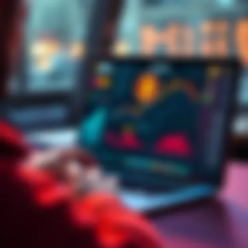 A person analyzing Bitcoin data on a laptop, with charts and graphs displayed, symbolizing transparency in finance.