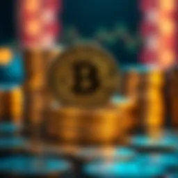 A close-up of stacked Bitcoin coins representing digital currency investment