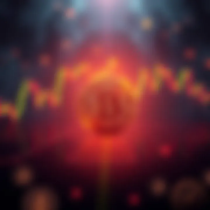A chart showing a bearish Death Cross pattern for Bitcoin with candlestick indicators and altcoin symbols in the background.