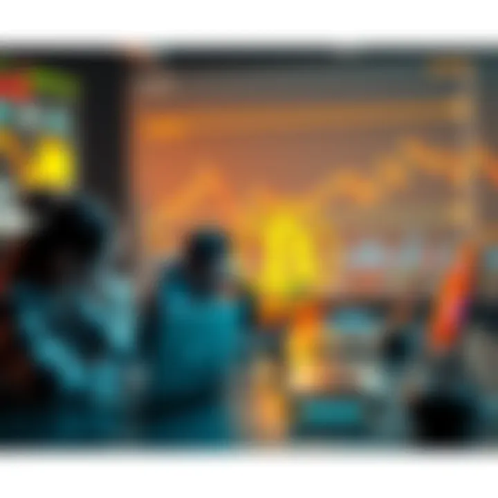 Bitcoin discussion thread People engaging in a daily Bitcoin discussion thread with laptops and charts