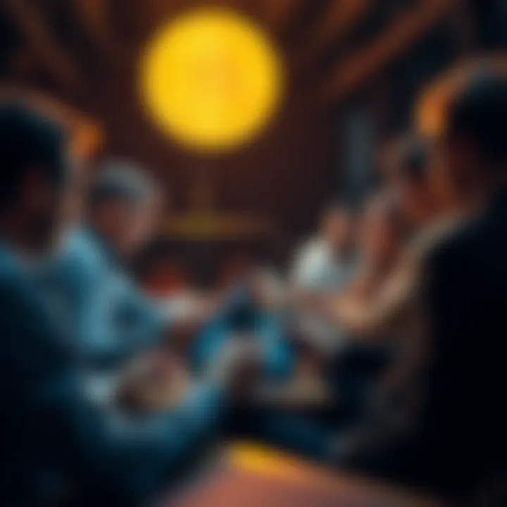 Bitcoin Discussion Thread A group of people engaging in a lively discussion about Bitcoin with laptops and smartphones, sharing ideas and questions in a dedicated online forum.