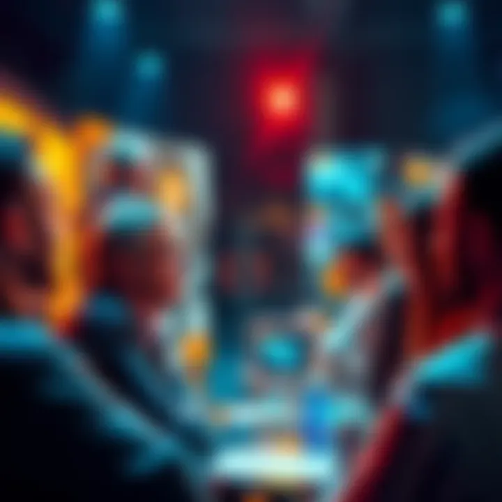 A group of people engaging in a lively discussion about Bitcoin and cryptocurrency topics.