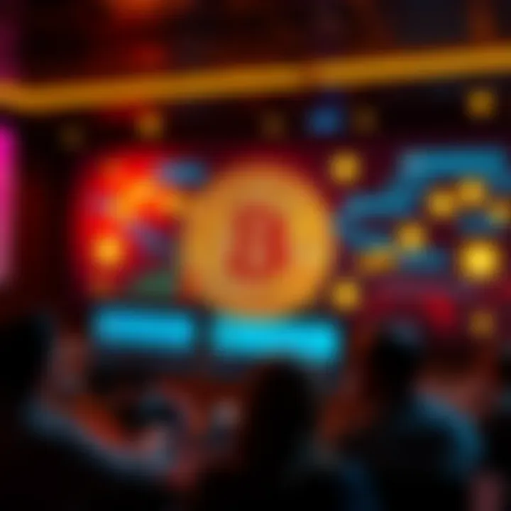 A graphic representing a forum thread about Bitcoin with digital currency symbols and user comments