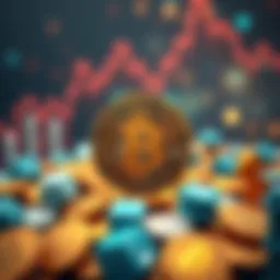 A Bitcoin symbol stands out among various digital currency icons, symbolizing its leading position in the crypto market.