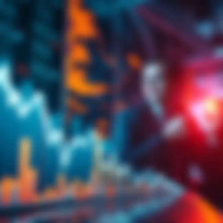 A graph showing a downward trend representing losses in Bitcoin ETFs during October, with concerned investors in the background.