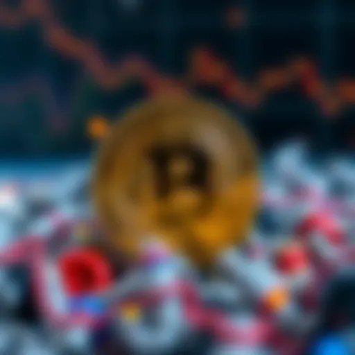 Bitcoin symbol shows change in value as news of Israel's actions against Trump's Iran deal breaks.