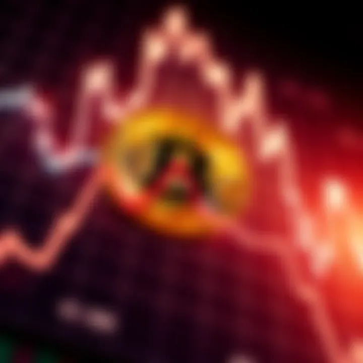 Bitcoin Investments Decline A graph showing a downward trend in Bitcoin value, representing Michael Saylor's falling investments.
