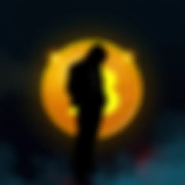 Silhouette of a person standing behind the Bitcoin logo, suggesting mystery around its founder