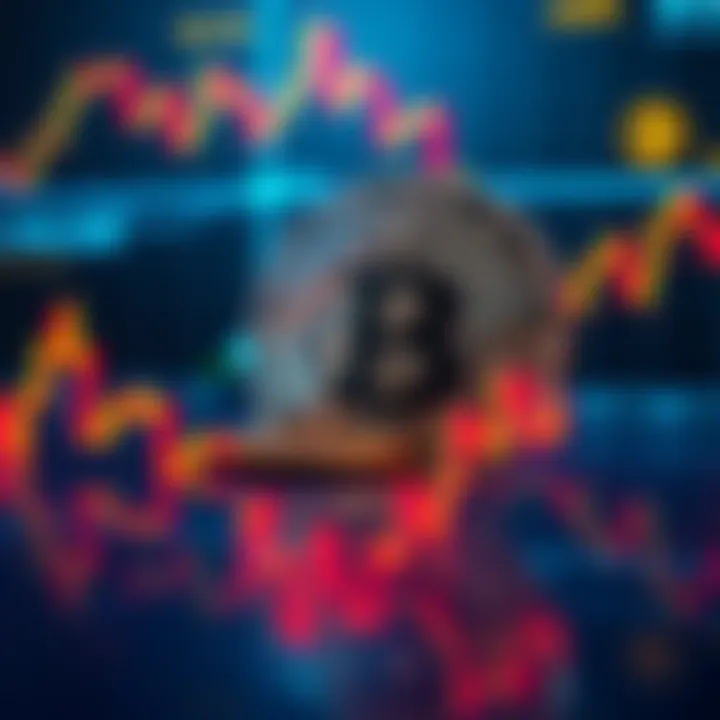 A digital representation of Bitcoin fluctuating against a background of charts showing a $65,000 support level and geopolitical symbols.