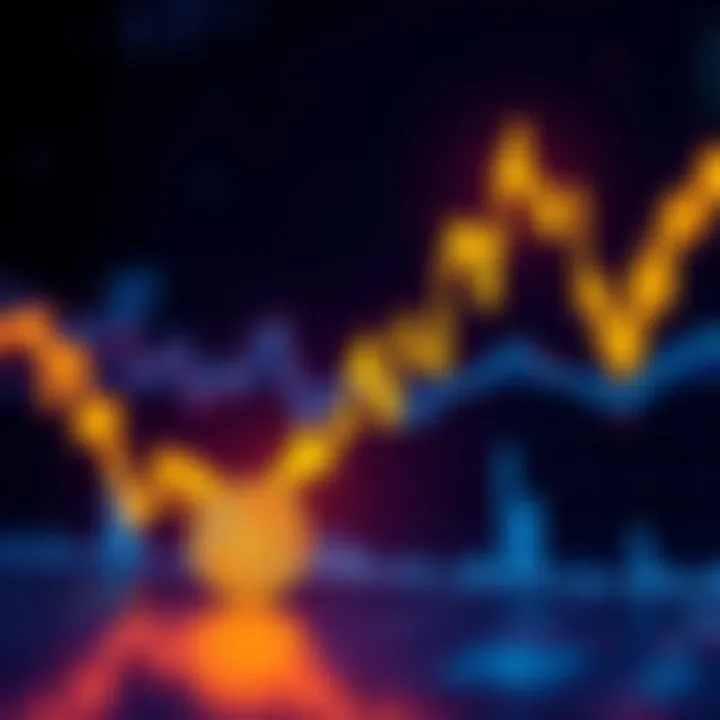 A graph showing Bitcoin price trends with upward and downward movements, representing market fluctuations.