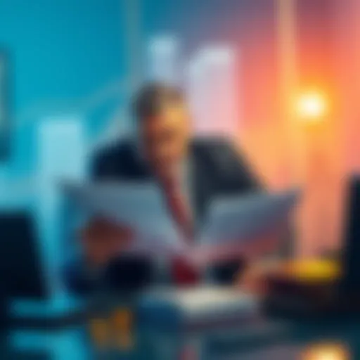 A Bitcoin millionaire sitting at a desk, looking concerned while reviewing financial documents that show lost proof of wealth.