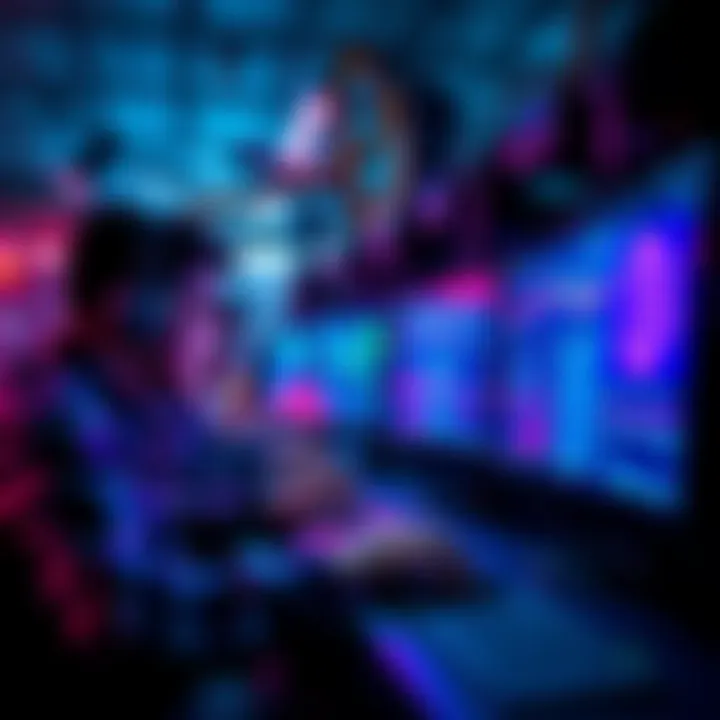 Bitcoin miners analyzing data on computers with AI graphics displayed