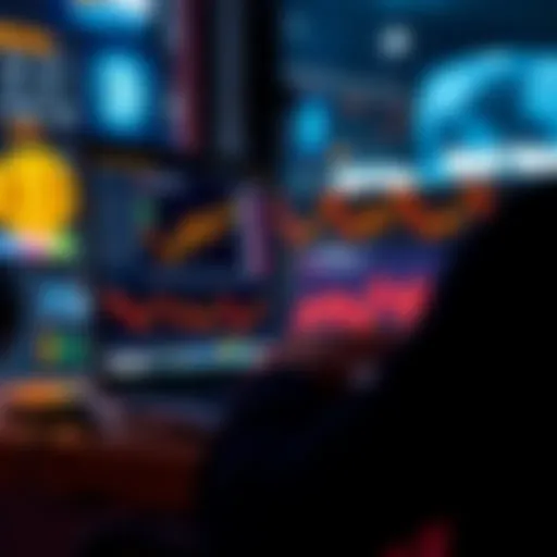 A person reading Bitcoin news on a laptop with charts and graphs displayed, representing reliable updates and insights.