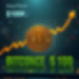 A chart showing Bitcoin's price fluctuating around $100K with arrows indicating potential upward and downward trends, symbolizing market uncertainty.