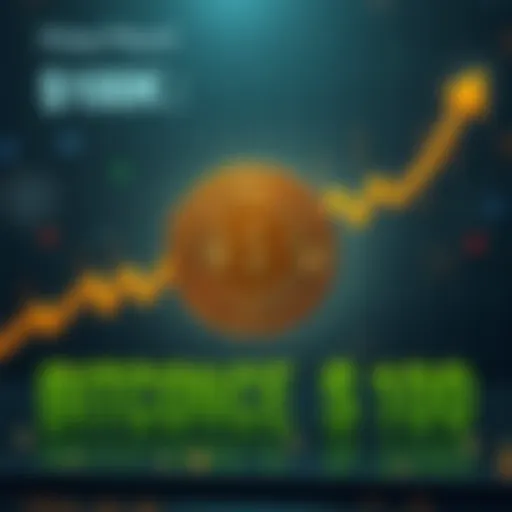 A chart showing Bitcoin's price fluctuating around $100K with arrows indicating potential upward and downward trends, symbolizing market uncertainty.