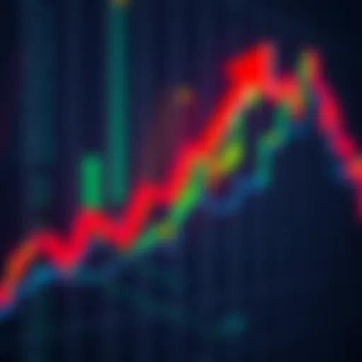 A chart showing a downward trend in Bitcoin prices with an arrow pointing down, symbolizing a price dip.