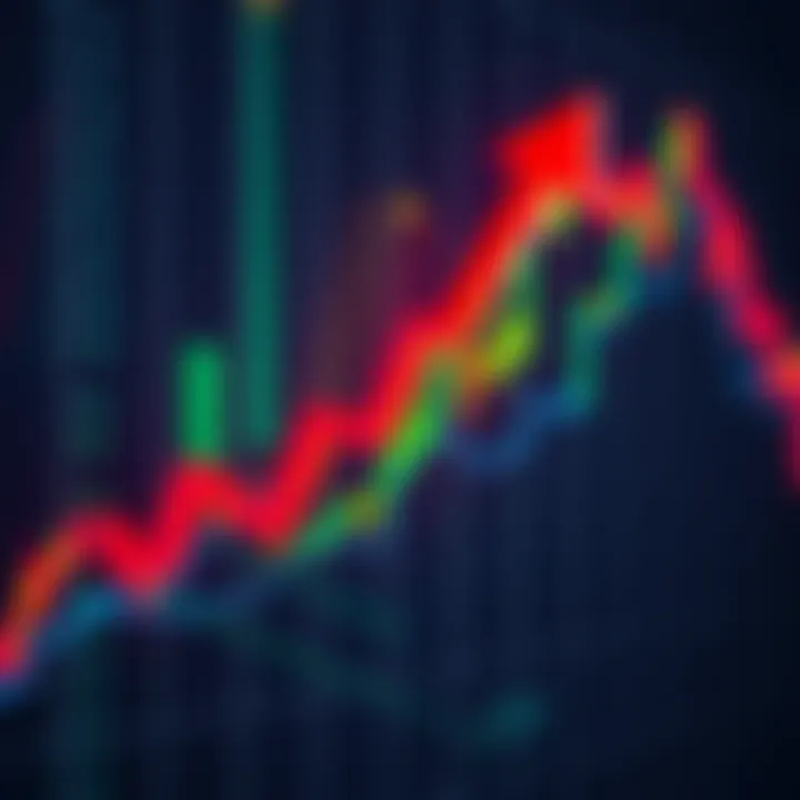 Bitcoin price chart with down arrow A chart showing a downward trend in Bitcoin prices with an arrow pointing down, symbolizing a price dip.