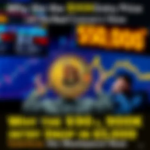 Graph showing Bitcoin price falling from $90,000 to $50,000, with worried investors in the background