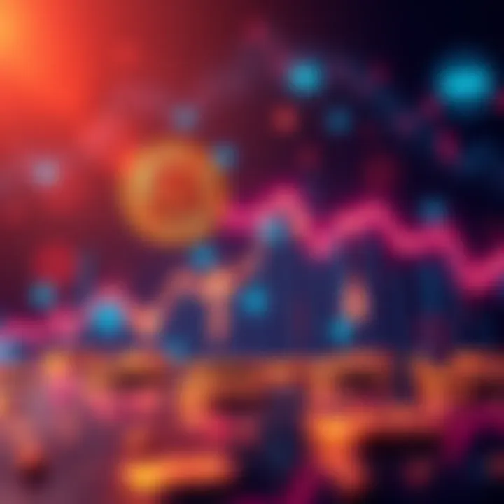 Graph showing a decline in Bitcoin prices with downward arrows