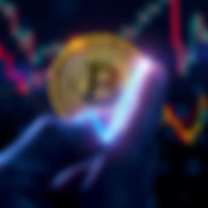 Financial strategist Mike McGlone reports on Bitcoin's potential decline, with visual of a downward graph and a Bitcoin symbol